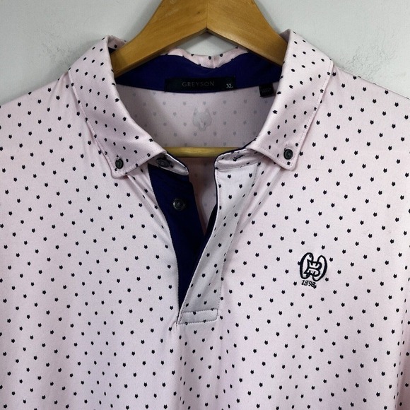 Greyson Golf Men's Icon Wolf Pink Short Sleeve Polo Shirt Size XL Mauve Mist - Picture 3 of 12